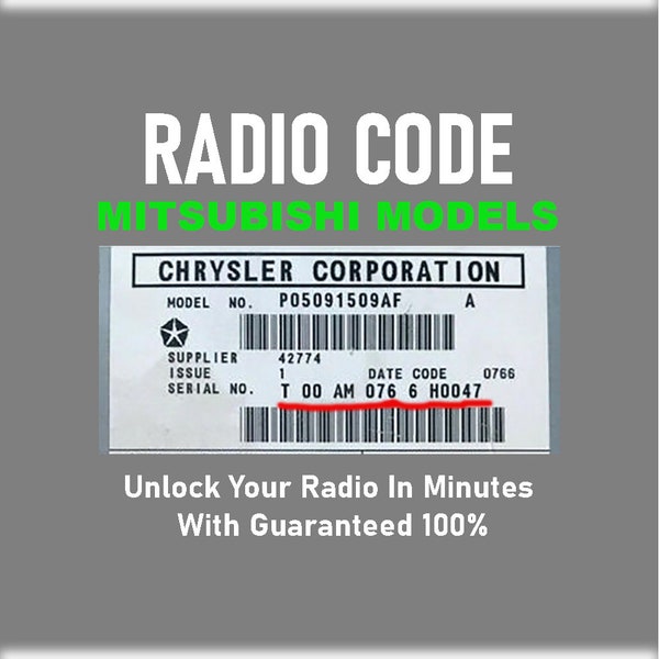 Radio Code Jeep Chrysler Dodge T00AM Mitsubishi Models Anti-Theft Stereo U Pincode Service