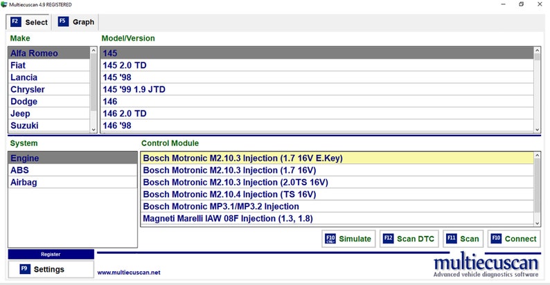 Logiciel de diagnostic de véhicule multilingue Multiecmscan 4.9 2022 avec fonctions avancées, compatible avec Alfa, Fiat, Lancia et Jeep Chrysler image 2