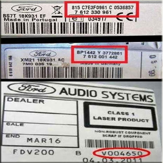 Déverrouiller les codes radio Ford Pincode stéréo de voiture à l ...