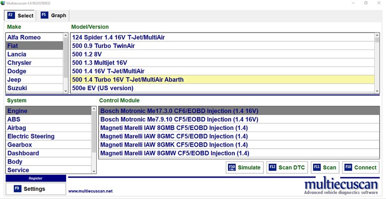 Logiciel de diagnostic de véhicule multilingue Multiecmscan 4.9 2022 avec fonctions avancées, compatible avec Alfa, Fiat, Lancia et Jeep Chrysler image 3