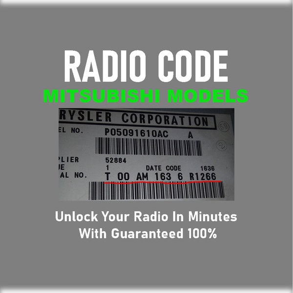 Radio Code Jeep Chrysler Dodge T00AM Mitsubishi Models Anti-Theft Stereo NA Pincode Service
