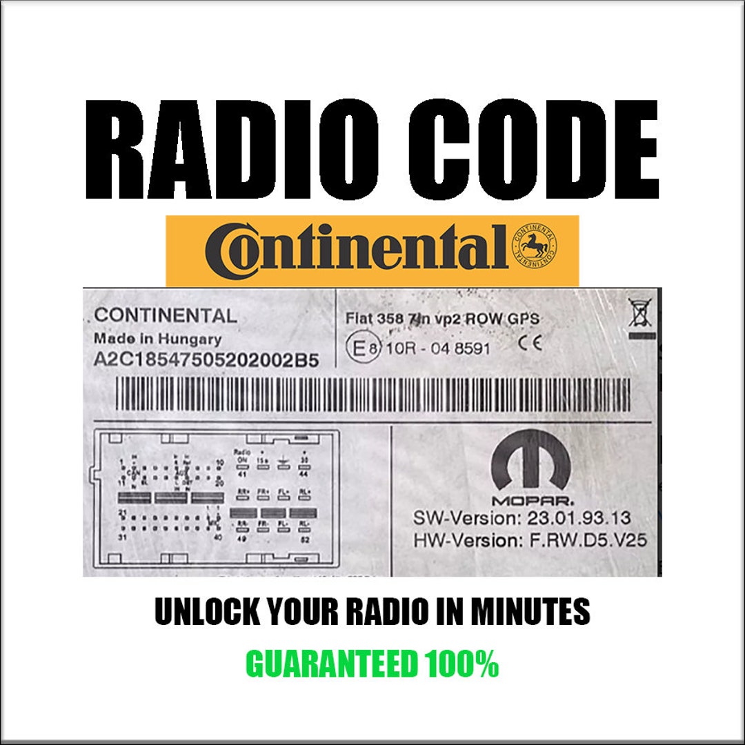 Continental Fiat Vp1 Vp2 Radio Code Security Pincode Series - Etsy
