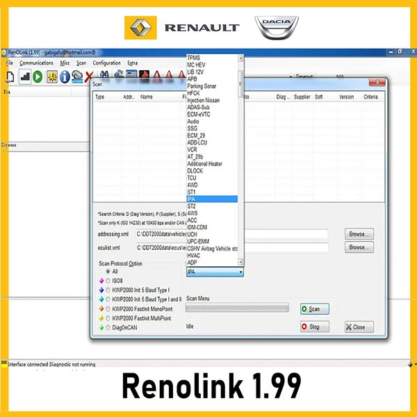 Renolink V1.99 Logiciel Renault et Dacia pour le diagnostic, le codage et la programmation