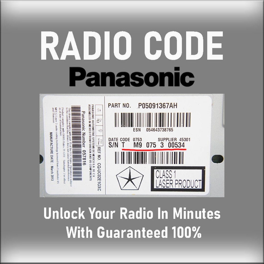 Antitheft Panasonic Radio Code Models Uconnect 8.4 UAQ A Stereo
