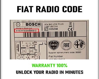 Códigos de radio Fiat Alfa Lancia Desbloqueo Bosch Blaupunkt Continental Visteon 2 Servicio de código PIN