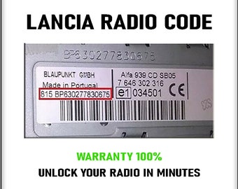 Codici Radio Lancia Fiat Alfa Sblocco Stereo Blaupunkt Visteon Continental Bosch 4 Pincode Service