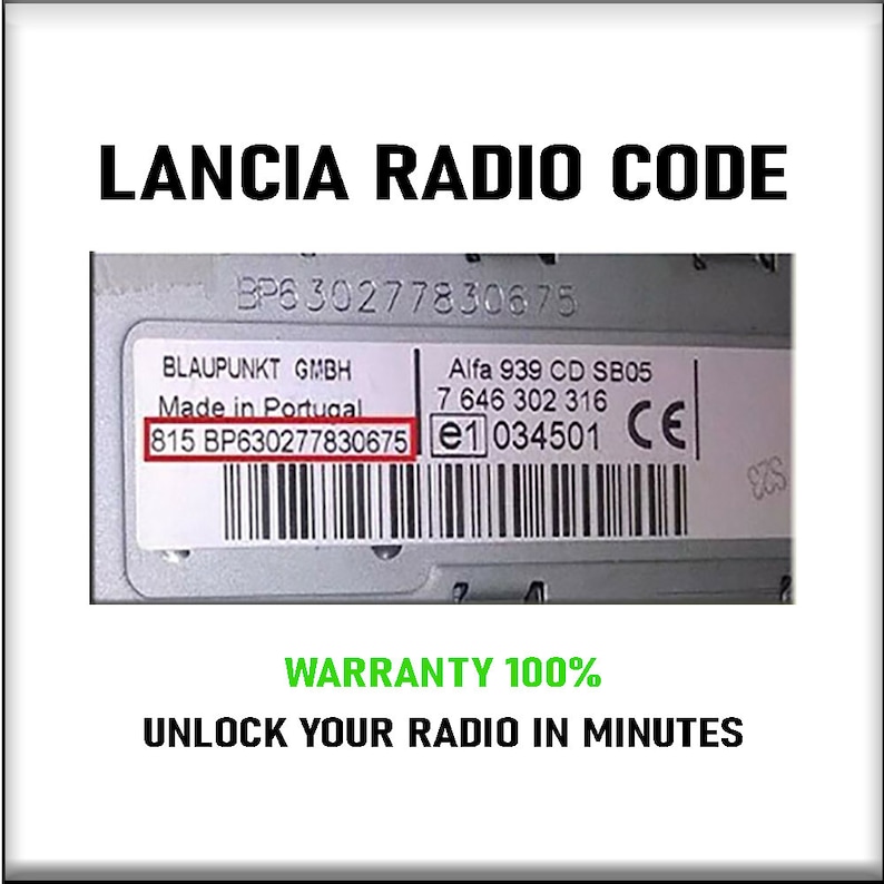 Lancia Radio Codes Fiat Alfa Unlock Stereo Blaupunkt Visteon Continental Bosch 4 Pincode Service image 1
