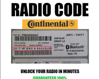 Continental Vp1 Vp2 Radio Code Sicherheit Pincode Serie Ac2 Tvpqn BB Tschechische Mexiko Ungarn Brasilien Modelle Service