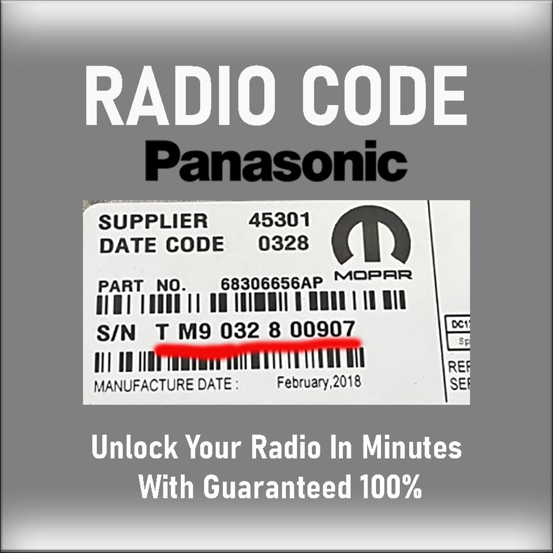 Panasonic Radio Code TM9 Models Uconnect 8.4 UCS A Antitheft Stereo