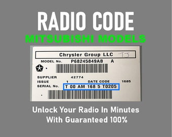 Radio Code Jeep Chrysler Dodge T00AM Mitsubishi Models Anti-Theft Stereo NE Pincode Service