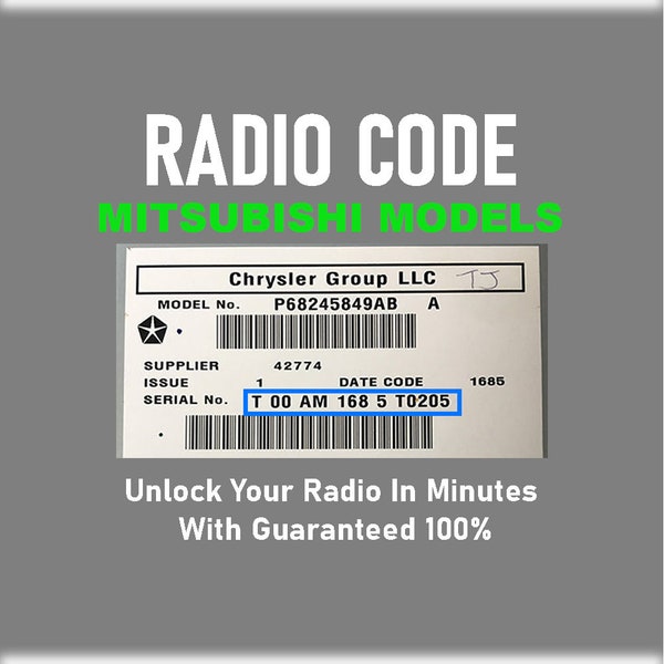 Radio Code Jeep Chrysler Dodge T00AM Mitsubishi Models Anti-Theft Stereo NE Pincode Service