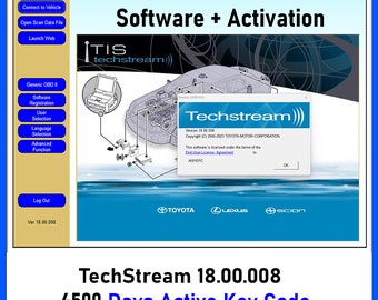 Techstreeam V18.00.008 Die neueste Software unterstützt Autos bis 02.2023 mit 4500 Tagen Active Key Code