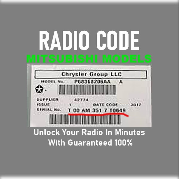 Radio Code Jeep Chrysler Dodge T00AM Mitsubishi Models Anti-Theft Stereo CK Pincode Service