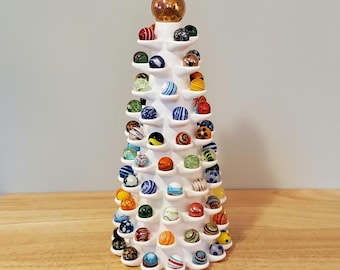 UPDATED 2025 White Marble Tree - 91 Piece 3/4&quot; Marbles with 1&quot;+ Shooter Topper (Marbles not included.)