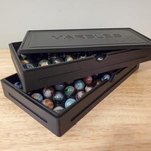 Style #1 Black 100ct Capacity Marble Storage Tray Stack for 3/4” Marbles with Dust Cover (Marbles not included.)