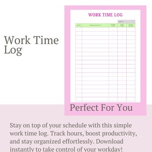 Printable Work Time Log: Employee Hours Tracker (PDF)