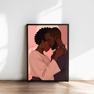 Black Couple Love Wall Art Printable – Romantic Hug Poster | Modern African American Relationship Decor | Intimate Black Love Wall Decor
