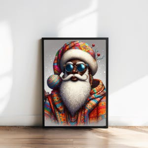 Afrocentric Hip Hop Santa Claus Art Print: Unique Christmas Decor (Digital Download)