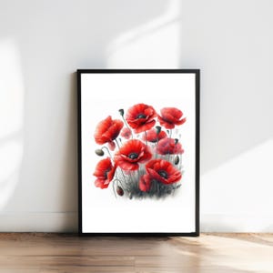 Watercolor Poppy Flower Print: Vibrant Botanical Wall Art (Digital Download)