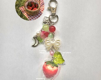 strawberry fields keychain - a cute accessory for your purse, backpack, or binder!