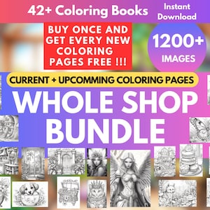 Adult Coloring Pages Printable, Coloring Pages for Adults, Whole Shop Bundle Coloring Pages, Coloring Pages Bundle. Grayscale Coloring Page