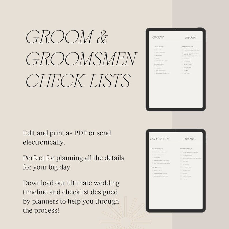 Groom &amp; Groomsmen Planning Checklist - Etsy