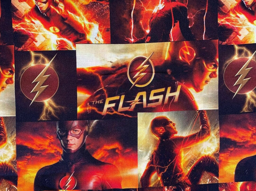 The Flash Fabric 100% Cotton Fabric by the Yard DC Superhero Comic Logo ...