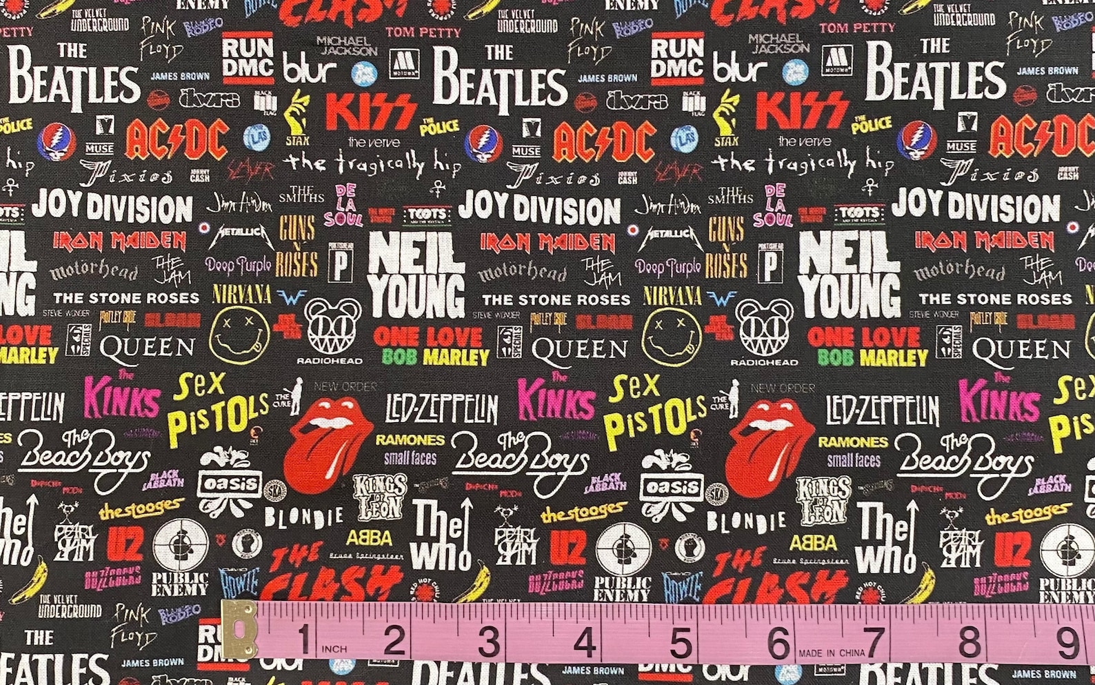Classic Rock Band Fabric 100% Cotton Fabric by the Yard Beach - Etsy