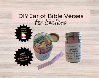 DIY Bible Verses In A Jar for Encouragement | Scripture Jar, Bible Verses for Emotions and Feelings, Christian Gift, Bible Study Template