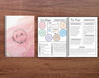 Scripture Mapping Journal | Verse Mapping | Bible Verse Memorizing | Christian | Daily Meditation | Devotional Planner | Study | Pink Marble