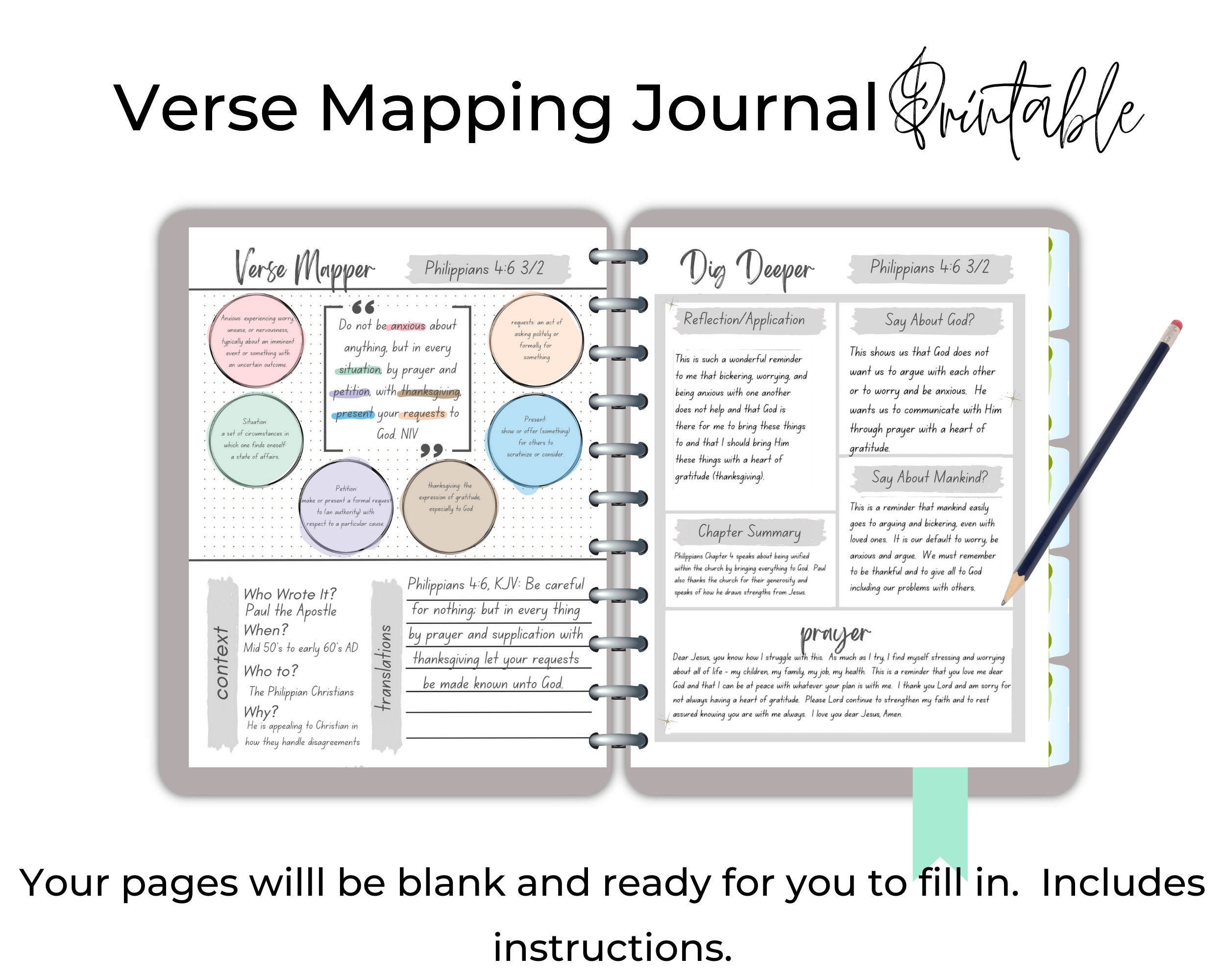 Verse Mapping Journal Printable I Bible Mapping Planner Printable I ...