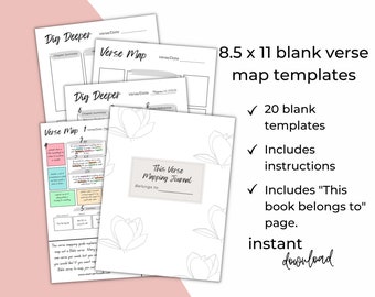 Verse Mapping Journal Printable I Bible Mapping Planner Digital I Scripture Map Journal Digital