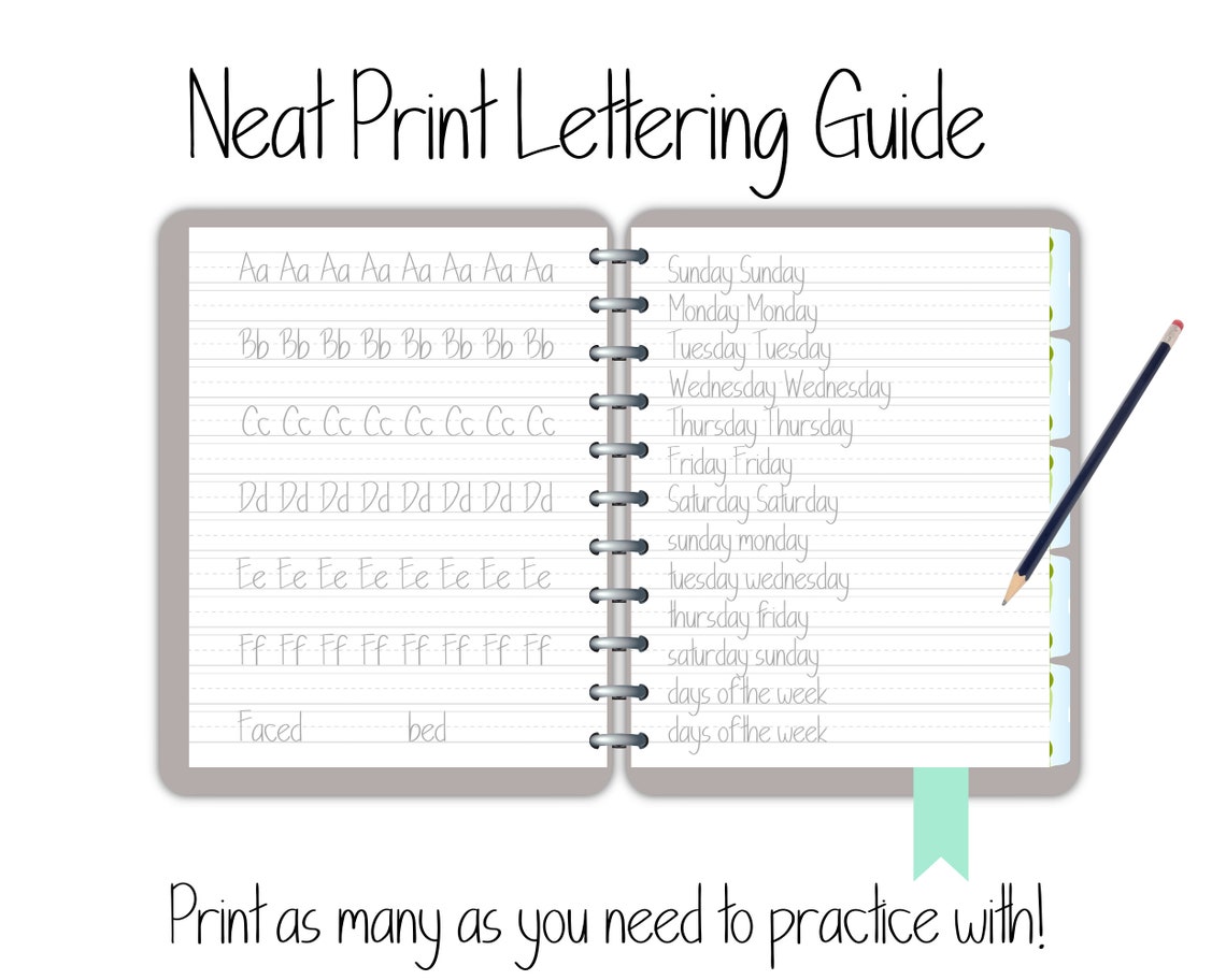 Calligraphy Practice Sheets Neat Print Handwriting Practice - Etsy