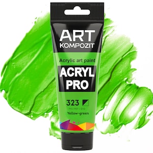 Acrylics paint set 323 Yellow Green Color Set of 12x2.6 fl oz/75 ml, acrylic paints for art, paint by numbers