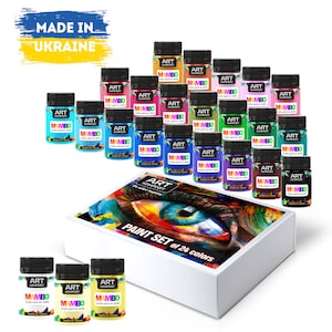 Professional Acrylic Fabric Paint Set - 24 Colors 50 ml - For Clothes, Textile, Leather, T-shirts, Sneakers - Made in Europe - MAMBO
