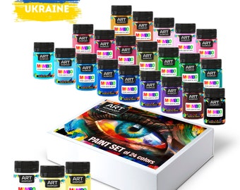 Professional Acrylic Fabric Paint Set - 24 Colors 50 ml - For Clothes, Textile, Leather, T-shirts, Sneakers - Made in Europe - MAMBO
