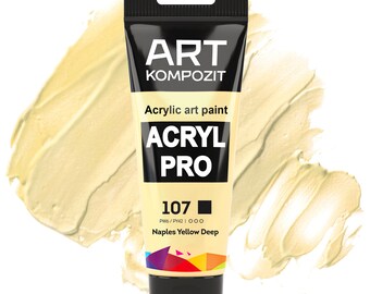 Acrylic paints set 107 Naples Yellow Deep Color of 12x2.6 fl oz/75 ml, acrylic colors for painting, set of tube paint by number
