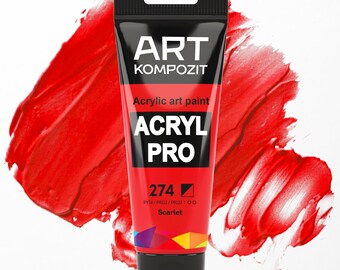Acrylic paint  274 Scarlet Color Set of 12x2.6 fl oz/75 ml, acrylic paints set of acrylic tube paint, paint by number