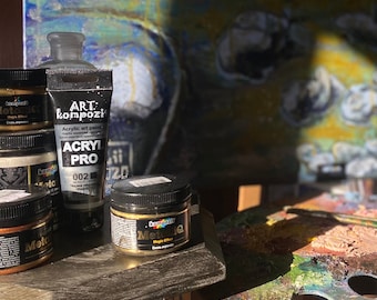 Multi Colors Acrylic paint of 12x2.6 fl oz/75 ml ArtKompozit Ideal for Artists, Paint by Number and Acrylic Painting Projects