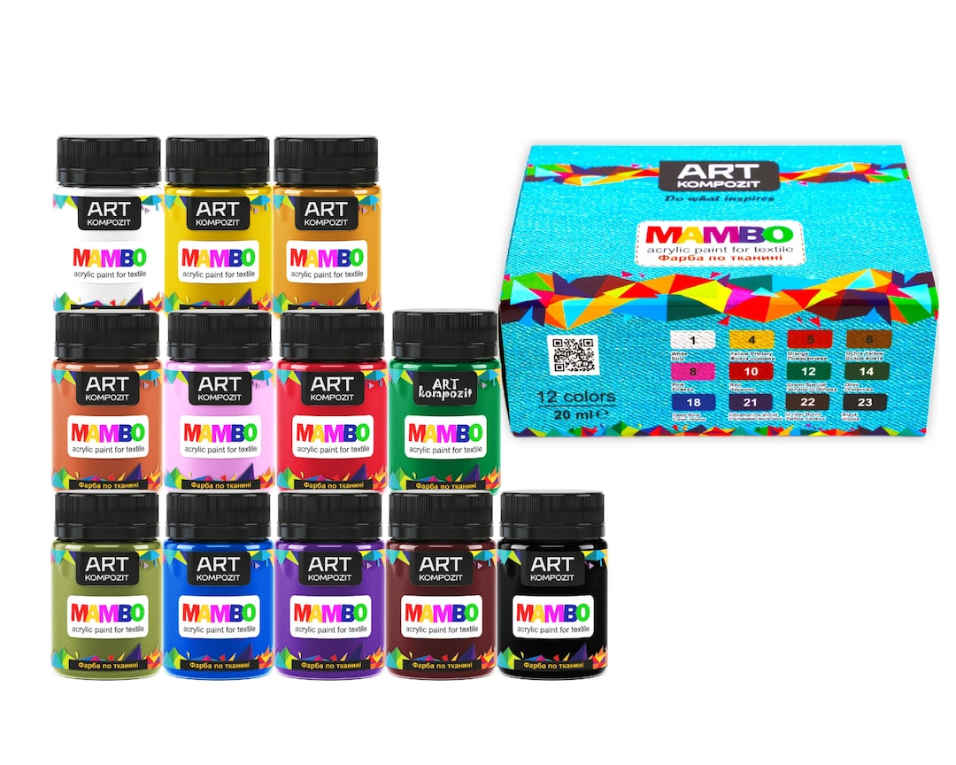 Acrylic Paints Fabric Paint Set of 12 X 20 Ml/0.7 Fl Oz Clothes Paints