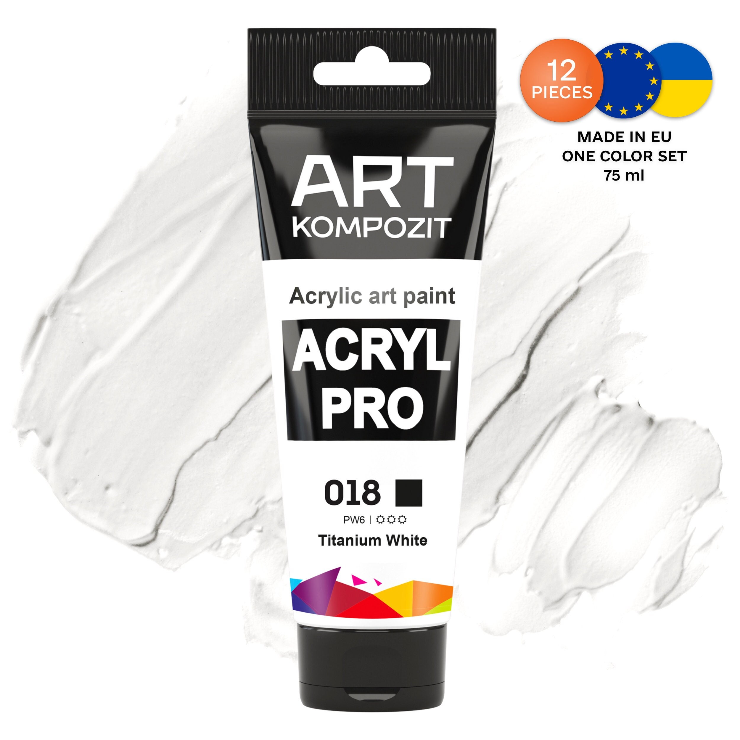 Acrylic Paint White Color 018 Set of 12x2.6 Fl Oz/75 Ml, Acrylic Paints Set  for Artist, Paint by Number Acrylic White Paint Color for Artist 