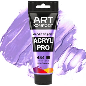 Acrylics paint set Lilac Dreams 484 Color Set of 12x2.6 fl oz/75 ml, set of acrylics paints in tube, art paint by number