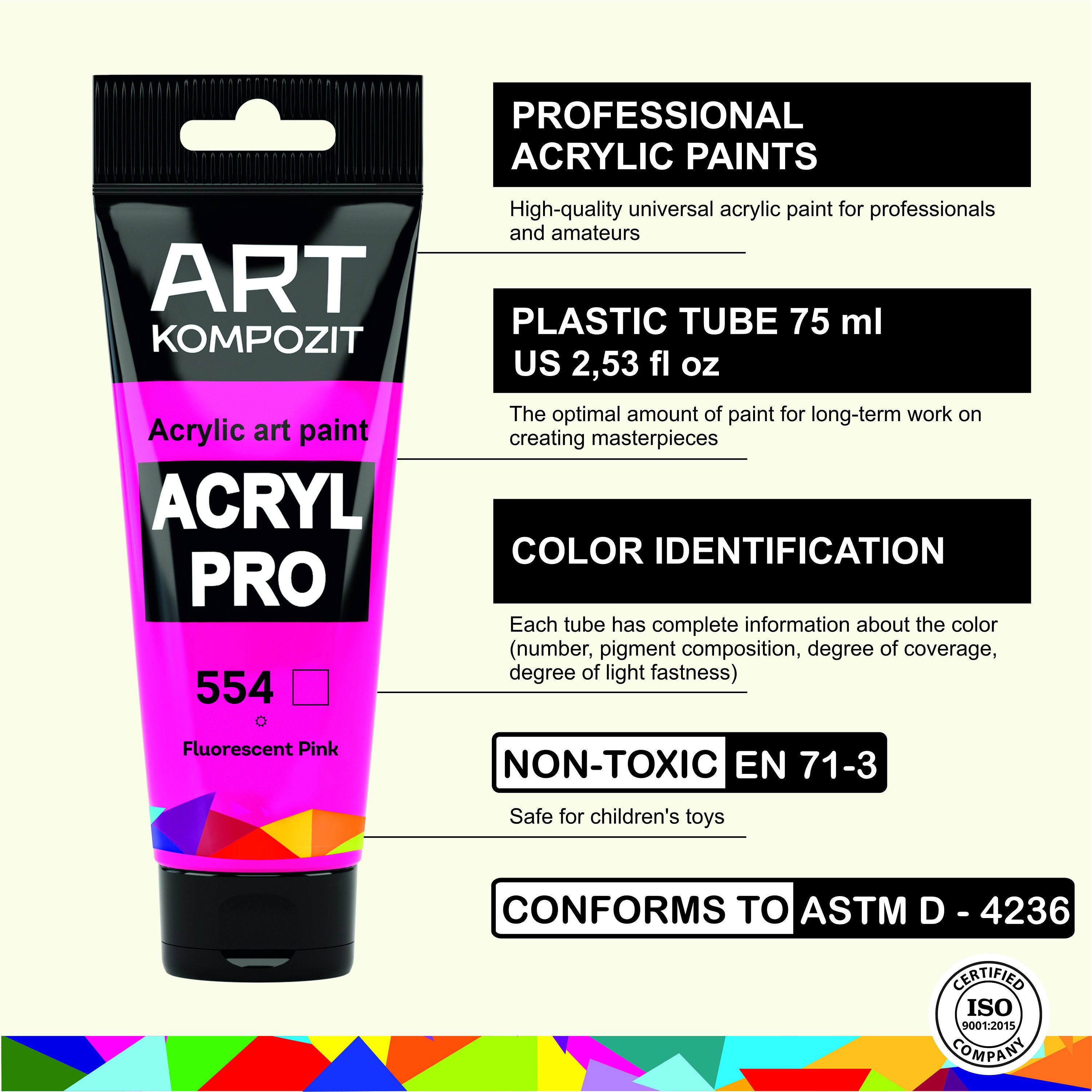 Acrylic Paint 015 Pearl Color Set of 12x2.6 Fl Oz/75 Ml, Acrylic