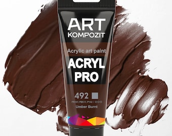 Tinta acrílica 492 Umber Brunt Color Conjunto de 12x2,6 fl oz/75 ml, conjunto de tintas acrílicas de tubo acrílico, pintura por número, tinta marrom