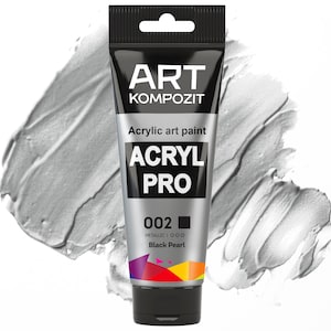 Metallic acrylic paints set 002 Black Pearl Color Set of 12x2.6 fl oz/75 ml, paint by number, set of acrylic tube, kids paint kit