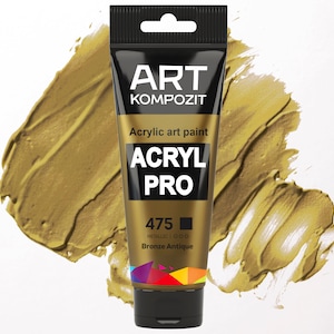 Acrylic paint 475 Bronze Antique Color Set of 12x2.6 fl oz/75 ml, acrylic paints set of acrylic tube paint, paint by number, bronze color