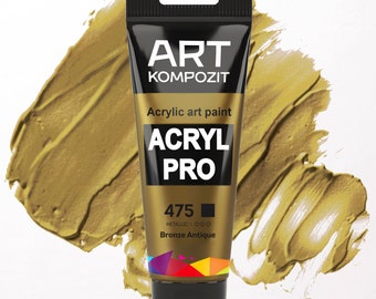 Acrylic paint 475 Bronze Antique Color Set of 12x2.6 fl oz/75 ml, acrylic paints set of acrylic tube paint, paint by number, bronze color