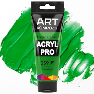 Acrylics paints set 339 Green Light Color Set of 12x2.6 fl oz/75 ml, art paint by number, set of acrylic paints in tube