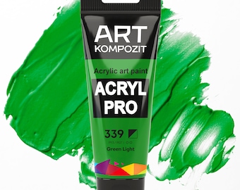 Acrylics paints set 339 Green Light Color Set of 12x2.6 fl oz/75 ml, art paint by number, set of acrylic paints in tube