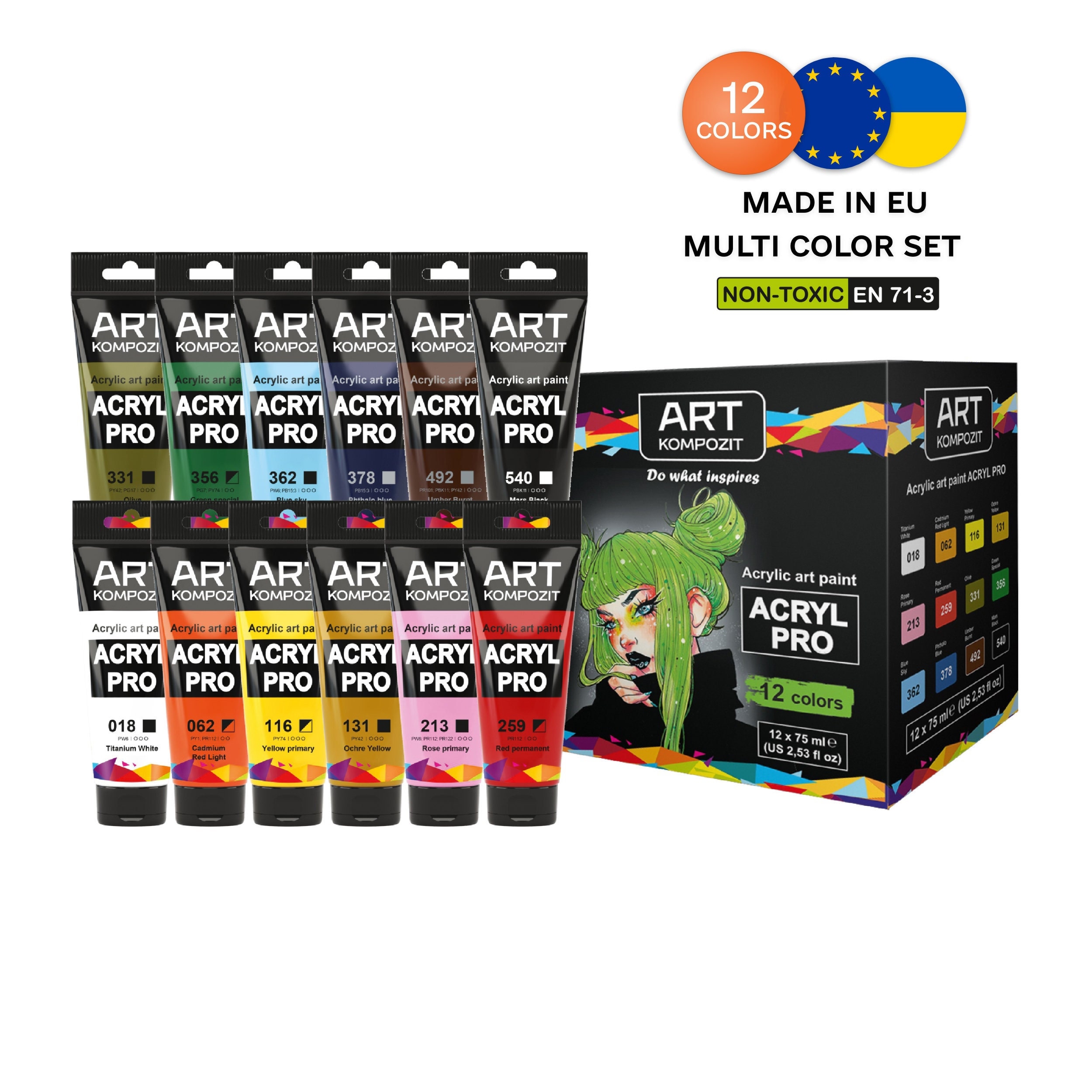 milo Fluorescent Acrylic Paint Set of 6 Colors | 4 oz Bottles | Student  Neon Colors Acrylics Painting Pack | Made in the USA | Non-Toxic Art &  Craft